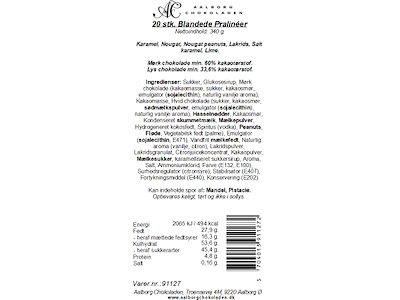 AALBORG CHOKOLADEN FLOWPAKKET PRALINÉER ASS. SMAGE 91127