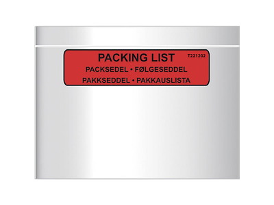 FØLGESEDDELLOMME C5 1000 STK MED TRYK "PACKING LIST" 225X155 MM 