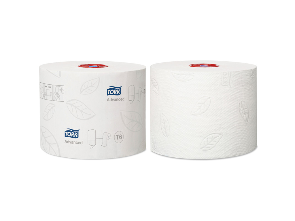 TOILETPAPIR TORK MID-SIZE T6 2LAGS 100M 27 RULLER HVID 127530 