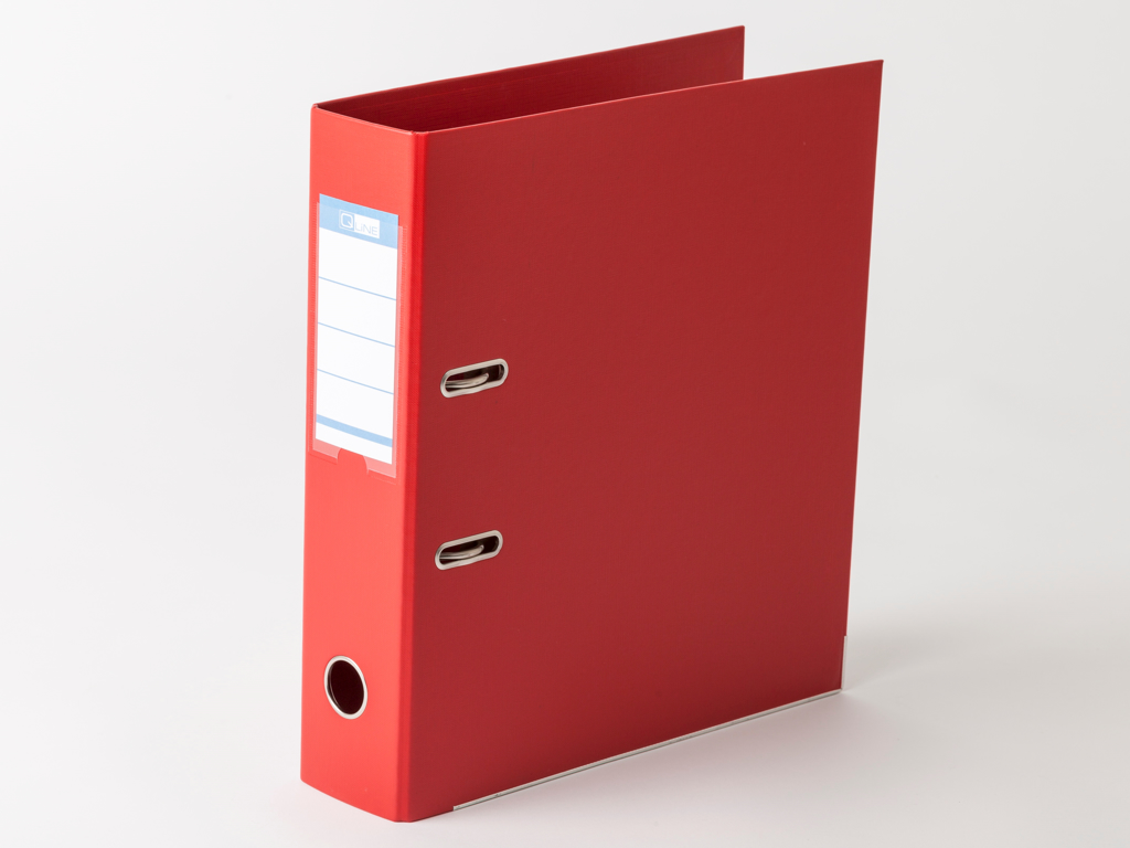 BREVORDNER Q-LINE A4 MED 75MM RYG OG METALSKINNE RØD  