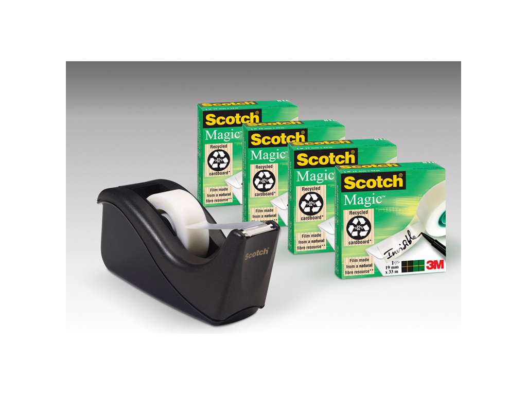 TAPE MAGIC 810 19MMX33M 4 RULLER + 1 SORT C60 DISPENSER C60BK4