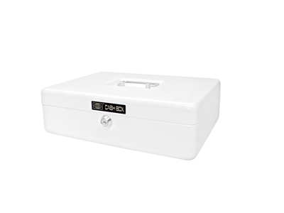 PENGEKASSE 704 HVID 30X23X9 CM M/5 RUMS MØNTBAKKE 145400XSR-9135 