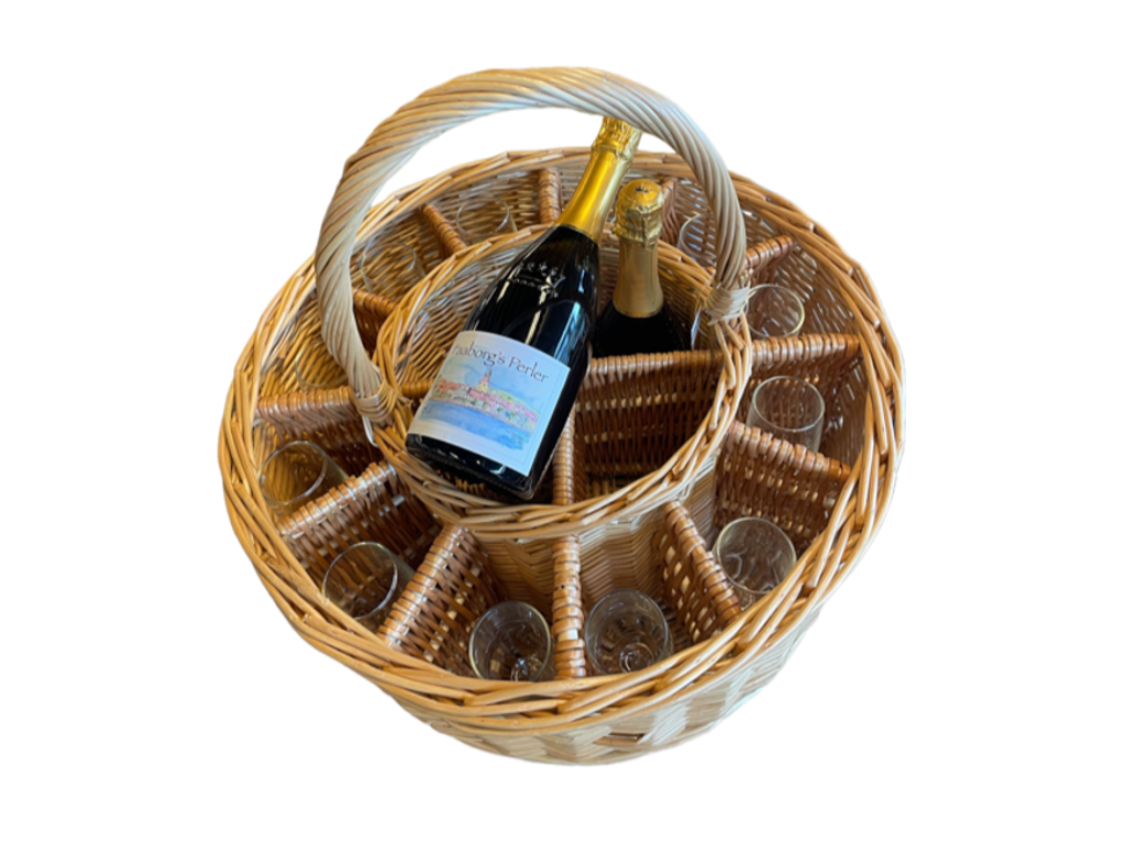 CHAMPAGNEKURV INCL. 12 CHAMPAGNE GLAS (EXCL. BOBLER) 