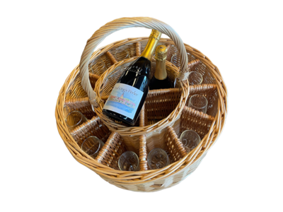 CHAMPAGNEKURV INCL. 12 CHAMPAGNE GLAS (EXCL. BOBLER) 