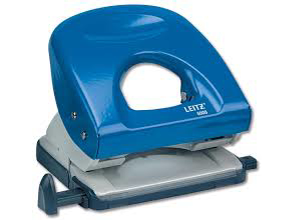 HULAPPARAT LEITZ 5008 2-HULS BLÅ MED SKINNE 30 ARK 