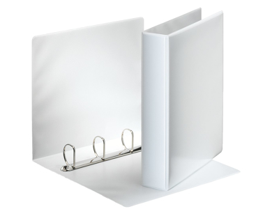 PANORAMABIND A4 M. 2 UDV. LOMMER 4 D-RINGE 40MM, RYG 60MM HVID PP FOLIE 49704