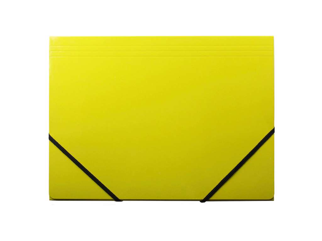 KARTONMAPPE Q-LINE A4 GUL MED 3 KLAPPER OG ELASTIK BLANK 8107000