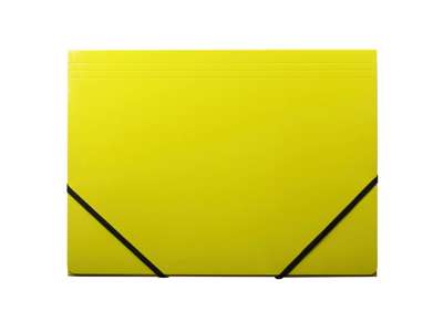 KARTONMAPPE Q-LINE A4 GUL MED 3 KLAPPER OG ELASTIK BLANK 8107000