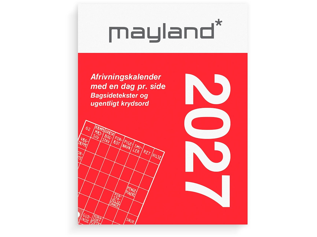 KALENDER MAYLAND 2027 27241000 BRODERIKALENDER M/SPLIT OG  BAGSIDETEKST 6,4X5CM