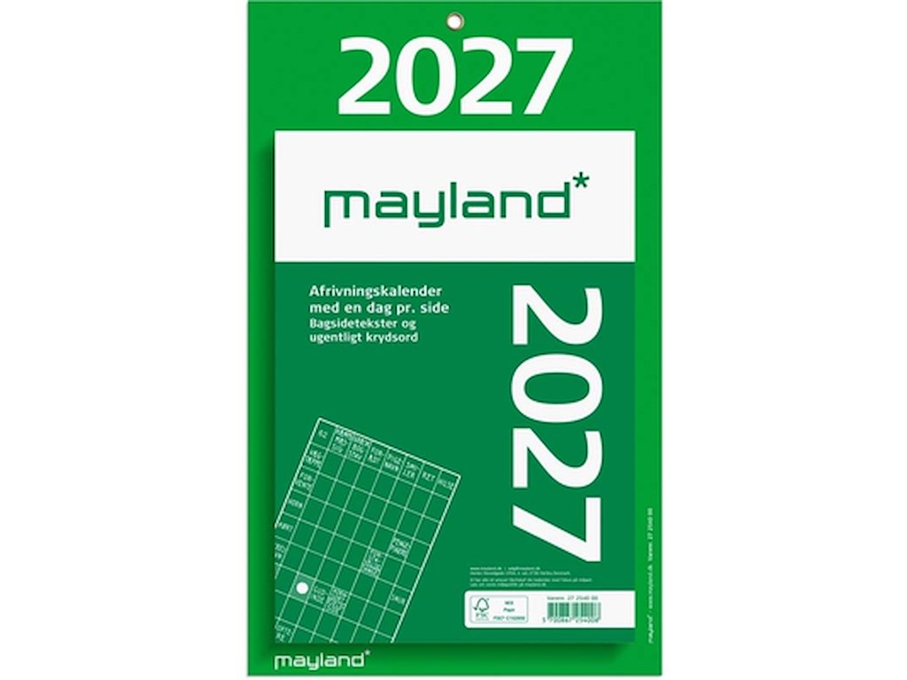 KALENDER MAYLAND 2027 27254000 AFRIVNINGSKALENDER MED BAGSIDETEKST 16,5X23,5CM