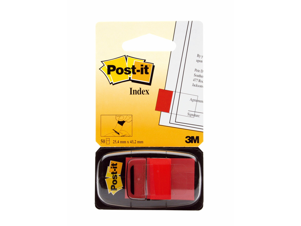 POST-IT INDEXFANE RØD 6801M 25,4X43,6MM 50 STK/PK 