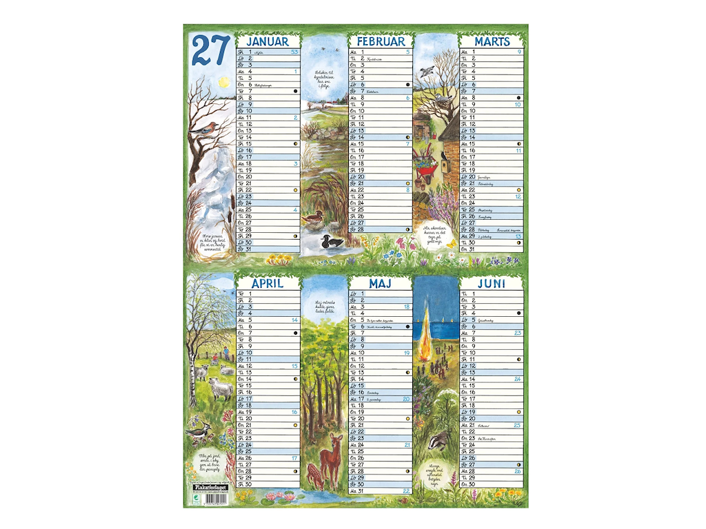 KALENDER PLAKATFORLAGET 2027 A4 2X6MDR. 21X29CM OVERBLIKSKALENDER 2704