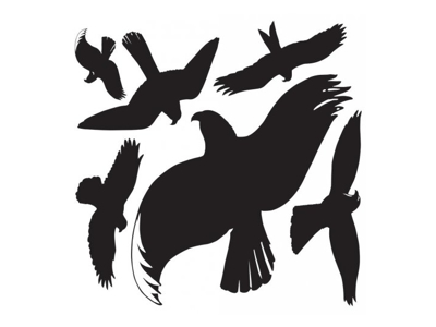 FUGLESILHUETTER SORTE 6 STK. ASS. STØRRELSER HER5999