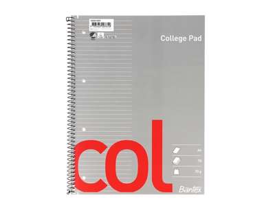 BLOK A4 KOLLEGIEBLOK BANTEX HVID M/SPIRALRYG LINIERET 70 BL. 70GR. 100051859