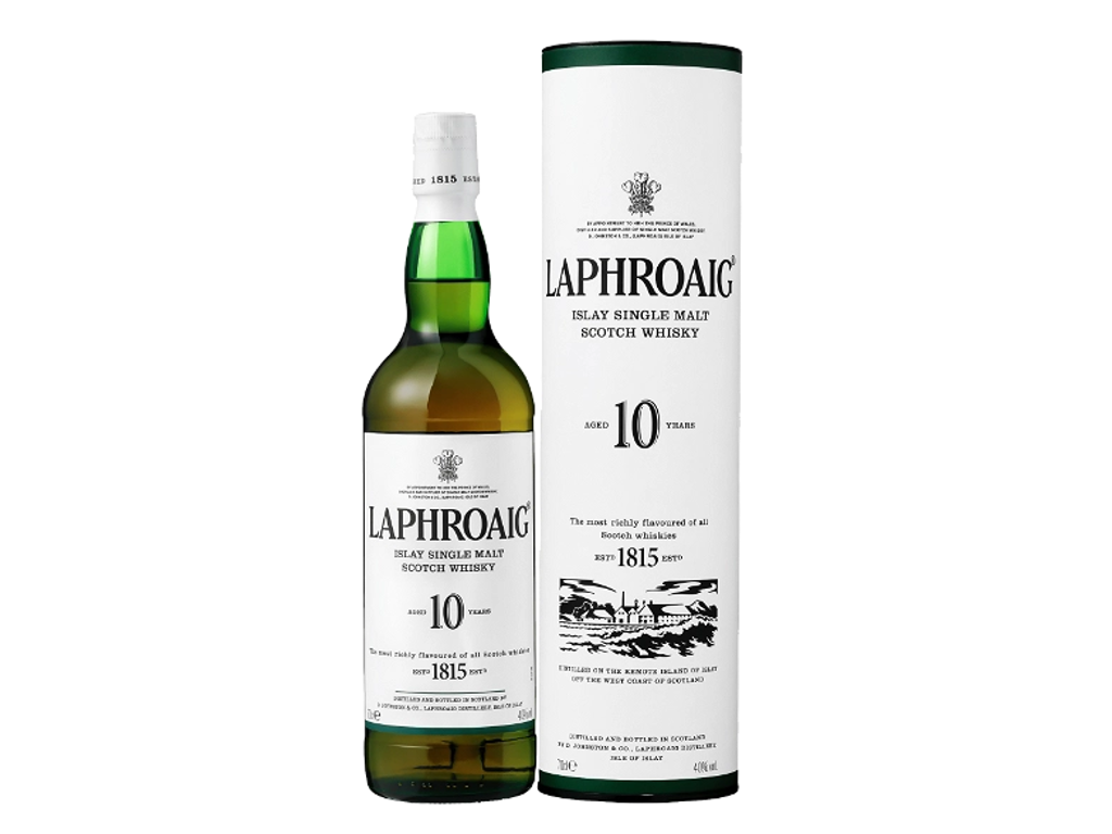 LAPHROAIG WHISKY 10 ÅRS 40% SINGLE ISLAY MALT 70CL.