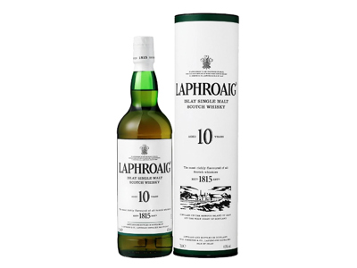 LAPHROAIG WHISKY 10 ÅRS 40% SINGLE ISLAY MALT 70CL.