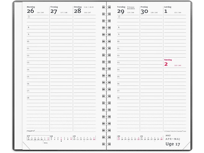 KALENDER MAYLAND 2027 27088000 WEEK PLANNER HØJFORMAT GRÅ VINYL 9,5X16,8CM