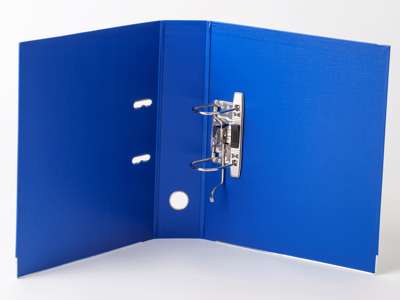 BREVORDNER Q-LINE A4 MED 75MM RYG OG METALSKINNE BLÅ 