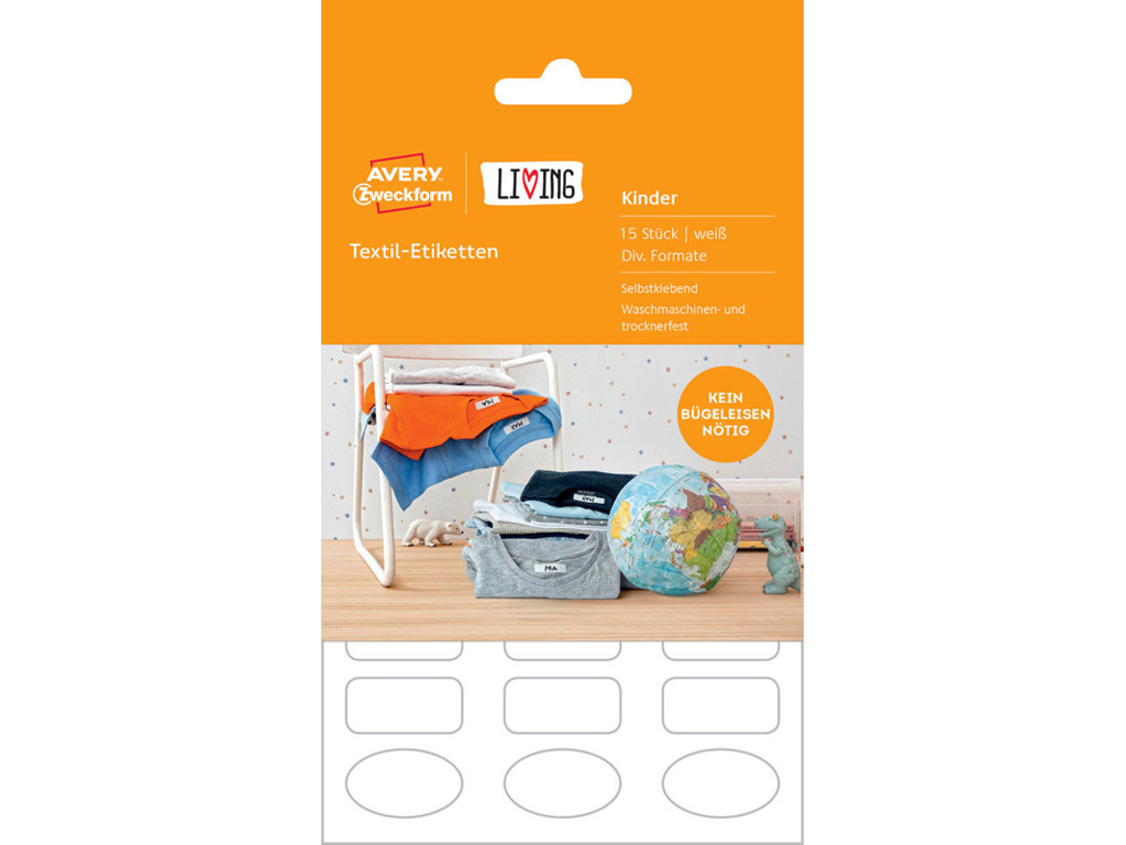 ETIKET AVERY T/TEKSTIL HVID ASS. 15 STK/PK. 62033              *** 