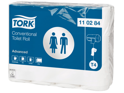 TOILETPAPIR TORK ADVANCED T4 2-LAGS SÆK MED 24 RULLER A 35 M. 110284