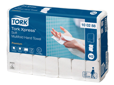 PAPIRHÅNDKLÆDE TORK EXPRESS H2 PREMIUM 2-LAGS M-FOLD 21PK/110ARK 100288 2310 ARK, 4 FOLD. ***