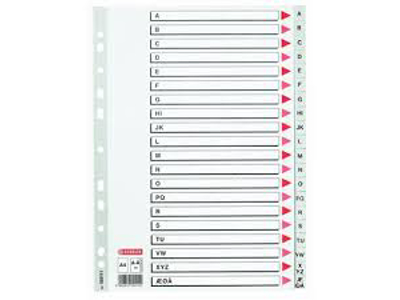 REGISTER ESSELTE A4 PLAST A-Å MAXI MED KARTONFORBLAD 100128