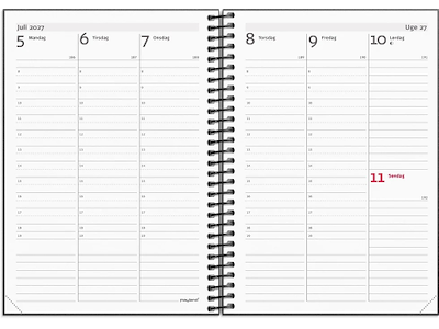 KALENDER MAYLAND 2027 27201220 A6 UGEKAL. TVÆRFOR. GENBRUGS-KARTON MATSORT 10,5X14,8CM