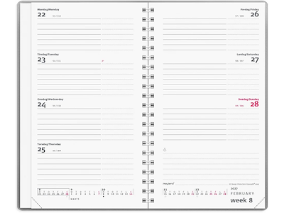 KALENDER MAYLAND 2027 27085400 WEEK PLANNER INTERNATONAL TVÆRFORMAT SØLV 9,5X16,8CM