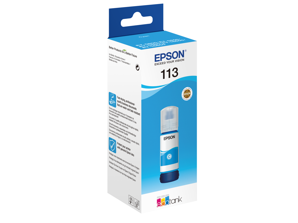 BLÆKPATRON EPSON 113 ECOTANK PIGMENT CYAN INK BOTTLE C13T06B240 