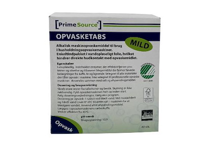 MASKINOPVASK TABS PRIME SOURCE MILD 40 STK. SVANEMÆRKET 141078