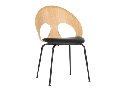 STOL VERMUND VL1100, RYG SKAL  EG MATLAKERET, POLSTER SIERRA  SORT LÆDER 1001 MAT SORT STEL