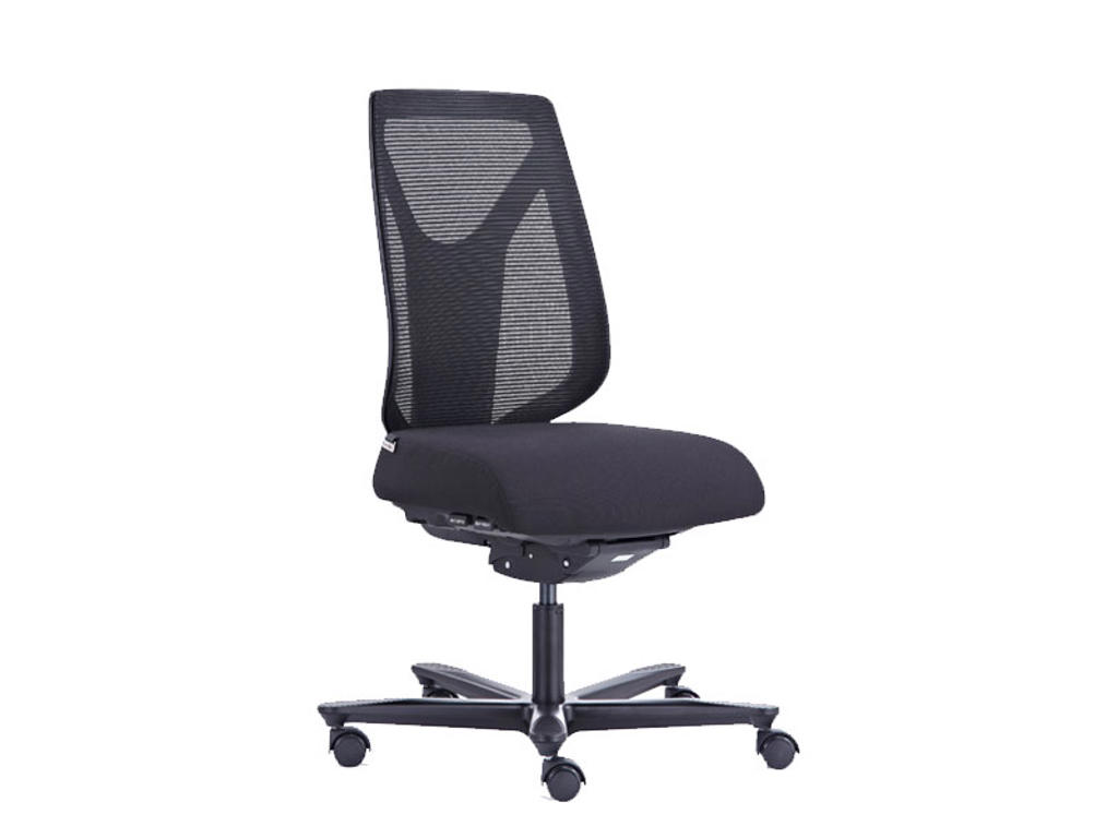 KONTORSTOL HH ERGO MED NET-RYG COMFORT. SORT STEL OG STOF. 