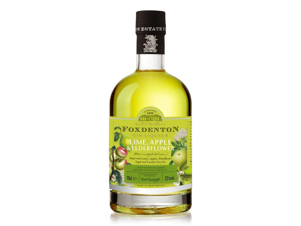 FOXDENTON LIME, APPLE&EDELFLOWER GIN LIQUEUR 70CL. 19% 