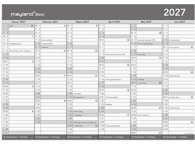 KALENDER MAYLAND 2027 27268500 BASIC KONTORKALENDER A3 KARTON 42X29,7CM