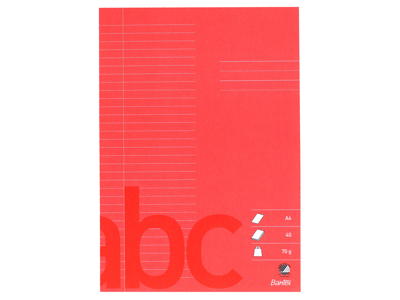 SKOLEHÆFTE BANTEX A4 32 LINJER  8,5MM 40 SIDER 70GR RØD 100052004