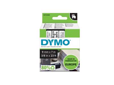 PRÆGETAPE DYMO D1 TAPE 9 MM.X7M SORT/HVID SO720680 40913 