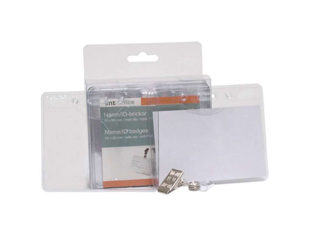 VISIT-/IDKORT HOLDER 60X90MM BLØD KLAR PLAST MED KLEMME A 10 SÆT 727100