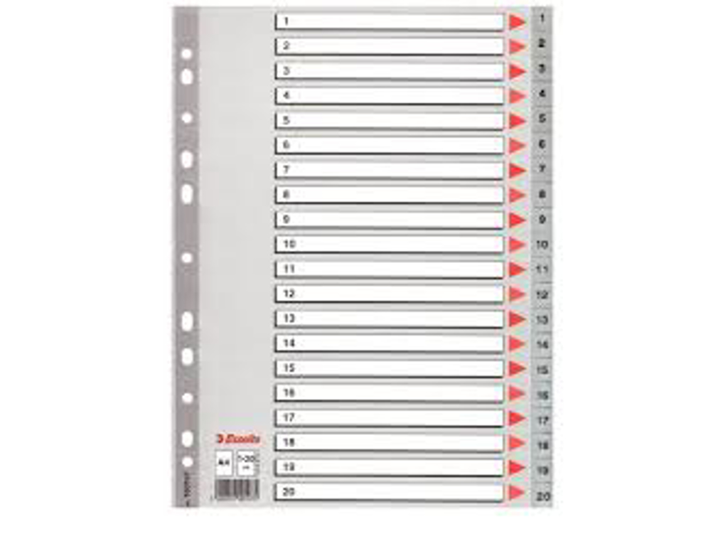 REGISTER Q-LINE A4 PLAST 1-20 GRÅ MED KARTONFORBLAD 17875