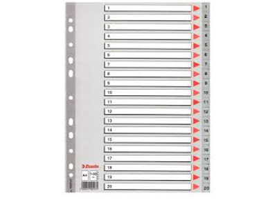 REGISTER Q-LINE A4 PLAST 1-20 GRÅ MED KARTONFORBLAD 17875