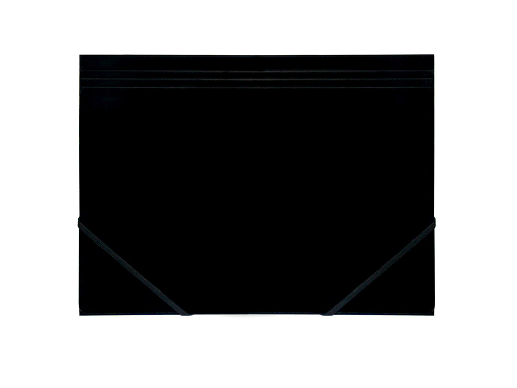 KARTONMAPPE Q-LINE A4 SORT MED 3 KLAPPER OG ELASTIK BLANK 8107003