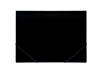 KARTONMAPPE Q-LINE A4 SORT MED 3 KLAPPER OG ELASTIK BLANK 8107003