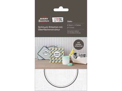 ETIKET AVERY M/LÆRREDSSTRUKTUR*** Ø73 MM A 8 STK. ASS. I 4 FARVER 62019