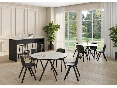 FUMAC LORIA KANTINESTOL SORT SÆDE, SORT UNDERSTEL