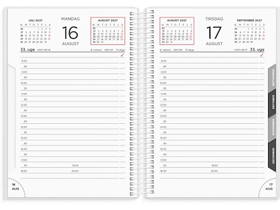 KALENDER MAYLAND 2027 27210010 DAGKALENDER HVID PP-PLAST 17,5X13,5CM