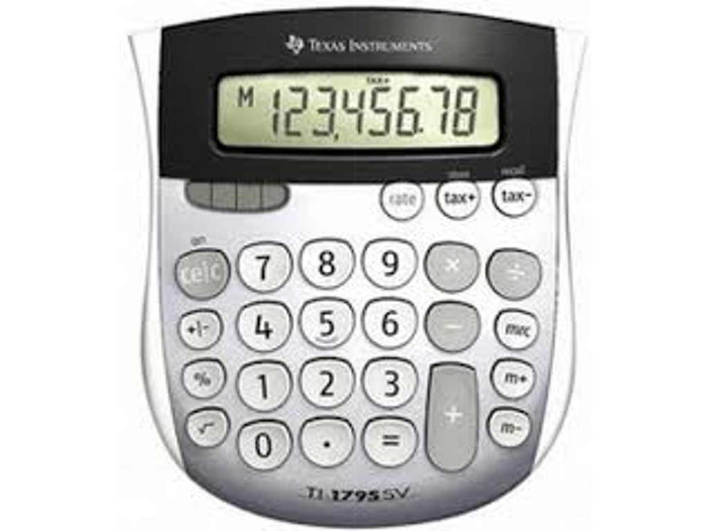 LOMMEREGNER TEXAS TI-1795SSV8 8 CIFRET DISPLAY SKRÅTSTILLET BRUGER V10 GA BATTERI