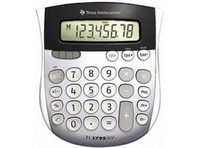 LOMMEREGNER TEXAS TI-1795SSV8 8 CIFRET DISPLAY SKRÅTSTILLET BRUGER V10 GA BATTERI