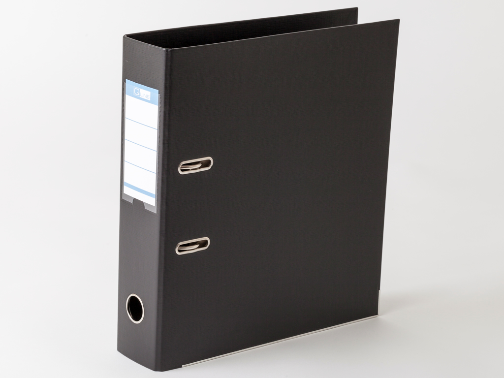 BREVORDNER Q-LINE A4 MED 75MM RYG OG METALSKINNE SORT 