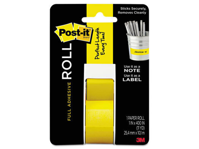 BLOK POST-IT SUPER STICKY GUL LABEL PÅ RULLE 25,4 MM X 10,1 M  2650YEU