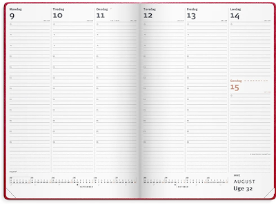 KALENDER MAYLAND 2027 27194010 CITY DIPLOMAT UGEKALENDER RØD VINYL