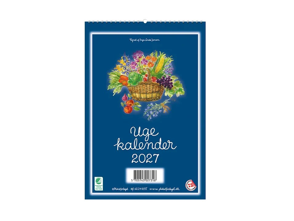 KALENDER PLAKATFORLAGET 2027 UGE-VÆGKALENDER MED SPIRAL 14X20CM 2731